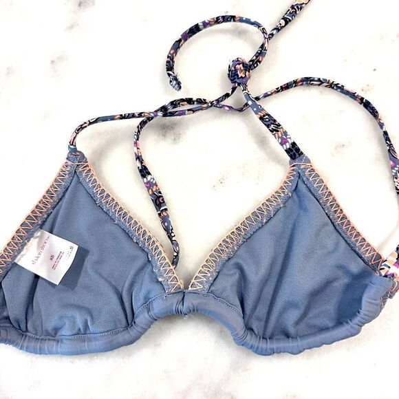 Xhilaration Women's Triangle Bikini Top Bundle Set Cute Pattern Green Blue XS - Picture 4 of 6